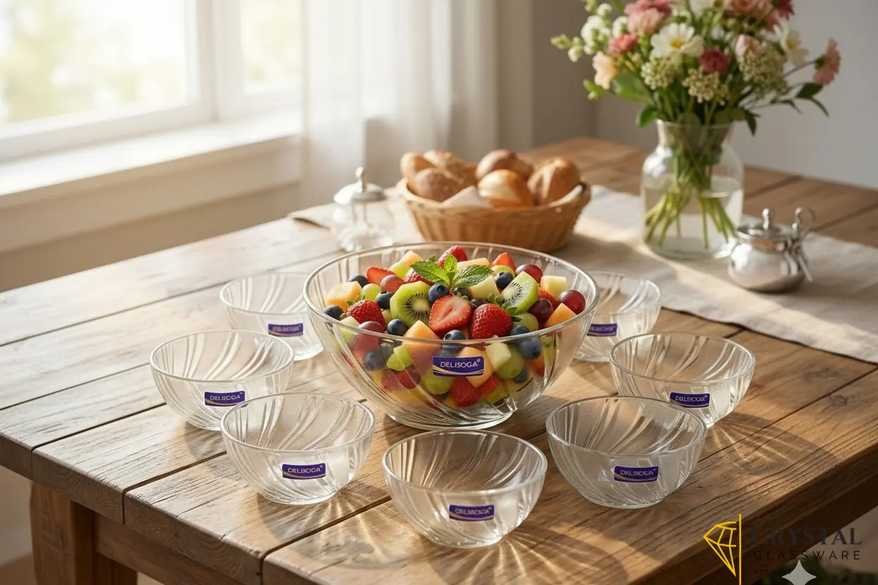 Delisoga 7pcs glassware bowl set